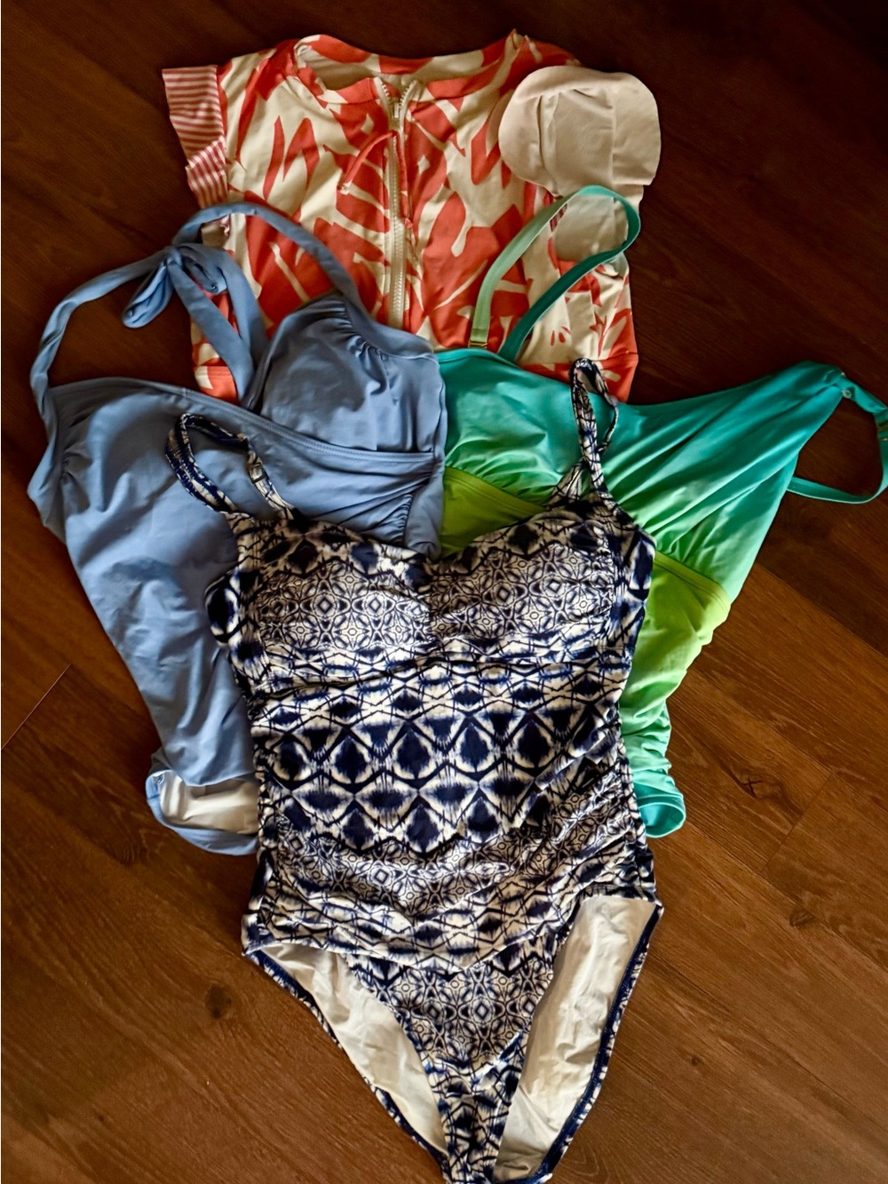 Mixed Color One-Piece Swimsuit Bundle - Blue, Teal, Coral, Navy - Picture 2 of 10